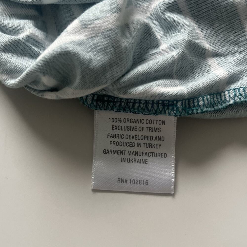 Garnet Hill Organic Cotton Pajama Set Green Geometric Block Print Sz Large - Picture 6 of 7